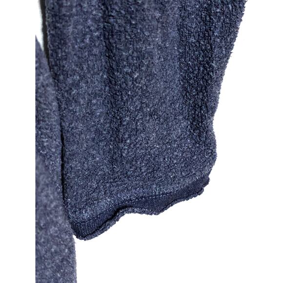 Storia Navy Blue Cowl Neck Pullover Crop Top Womens M Terry Cloth Soft Lagenlook - Picture 5 of 8